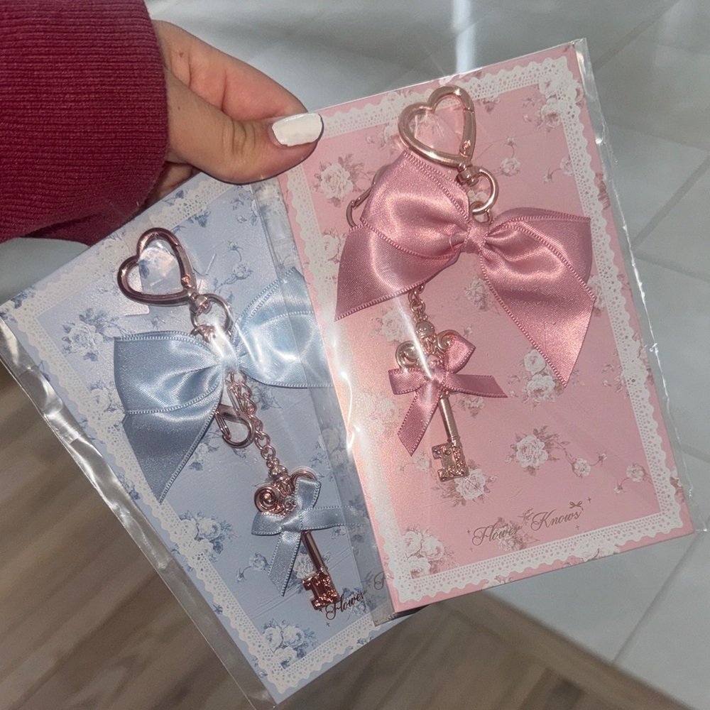 Heart Key and Card Holder Set - Pink and Blue